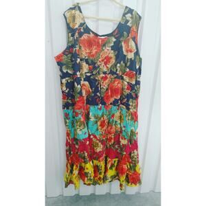 Only Necessities Dress Sleeveless Long Floral 5X Multicolor Lined